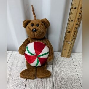 Ty Yummy Brown Bear with Red and White Ball
